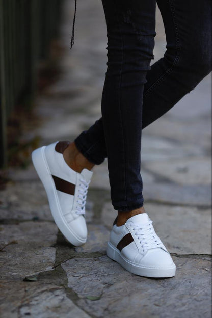 White & Brown Sneakers
