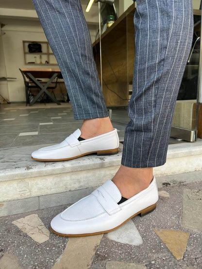 White Penny Loafers