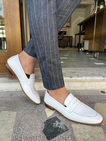 White Penny Loafers