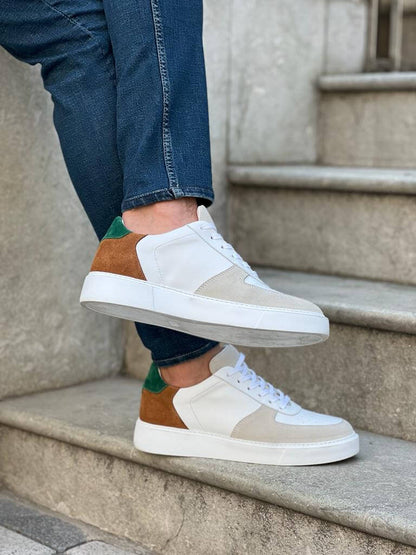 White Suede Lace Up Sneakers