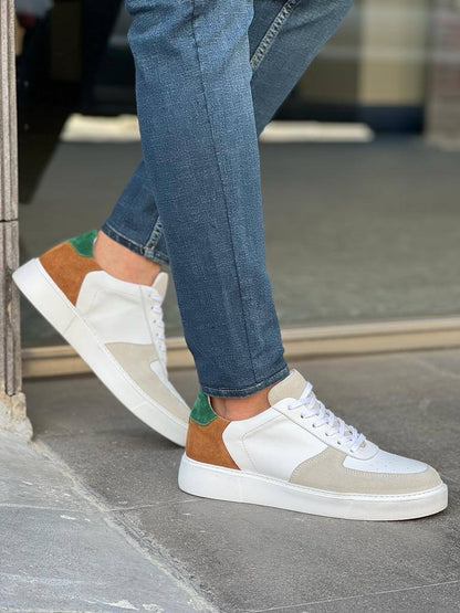 White Suede Lace Up Sneakers