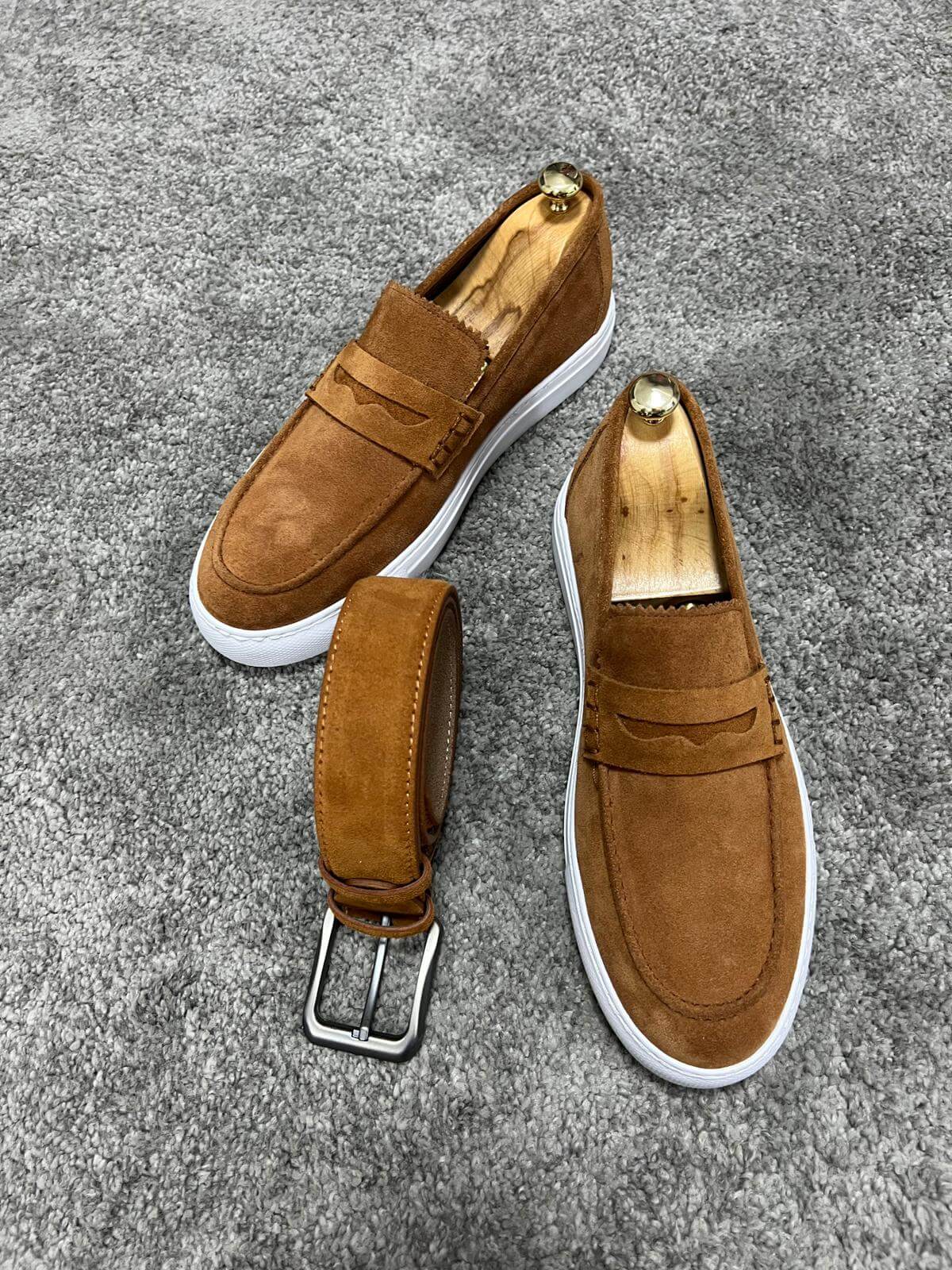 Tan Suede Penny Slip-On