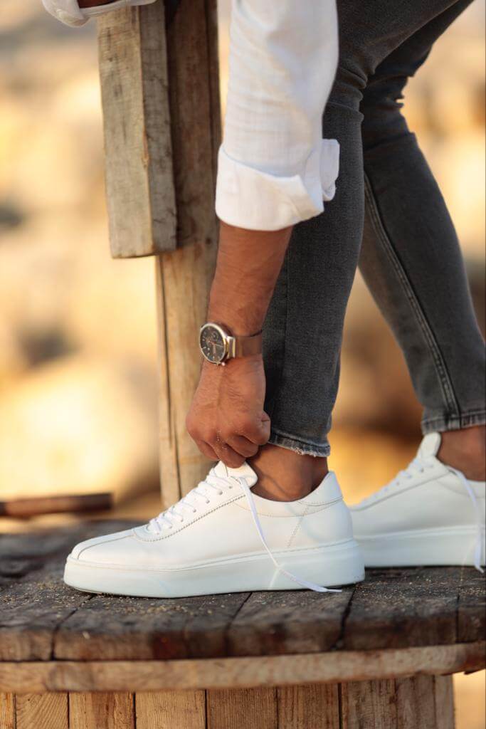 Burj White Leather Sneakers