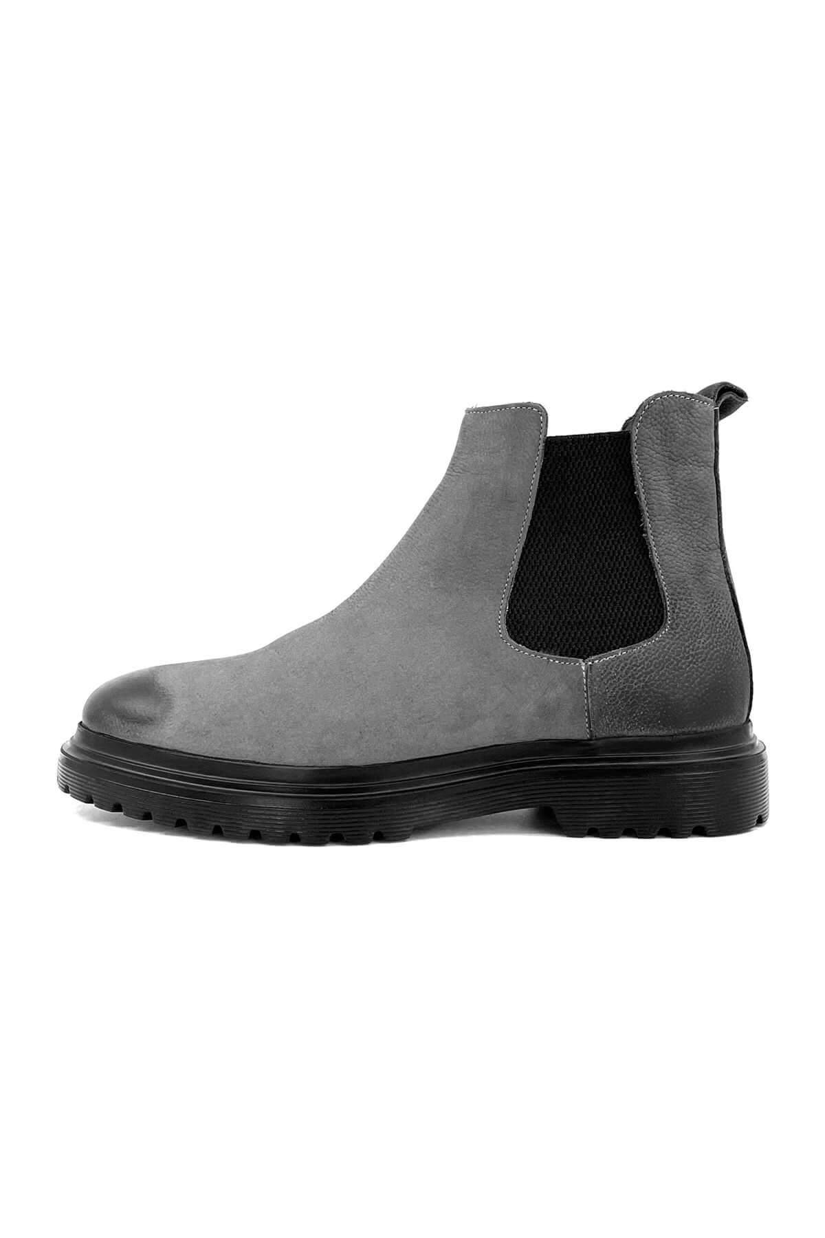 Nubuck Gray Chelsea Boots