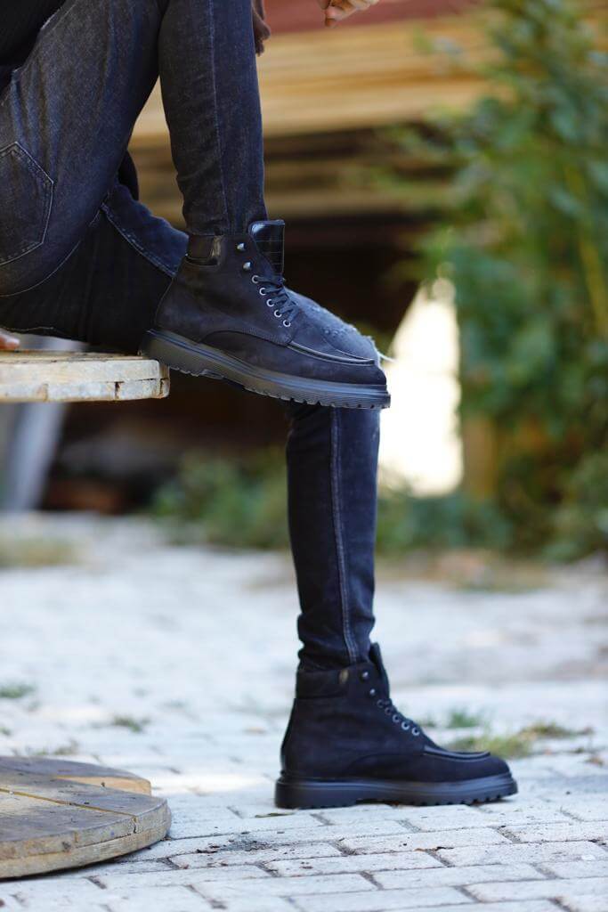 Carnell Moc Toe Black Suede Boots