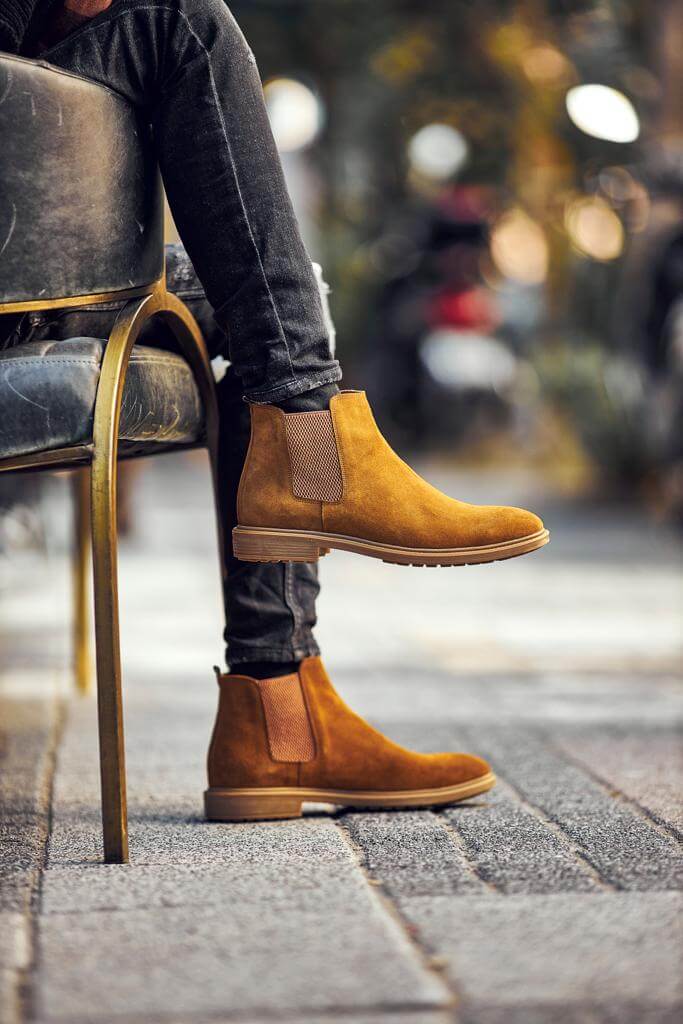 Durable Mustard Suede Chelsea Boots HolloShoe Hollo Shoe