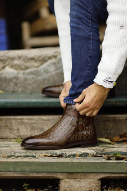Seaview Brown Buckle Chelsea Boots