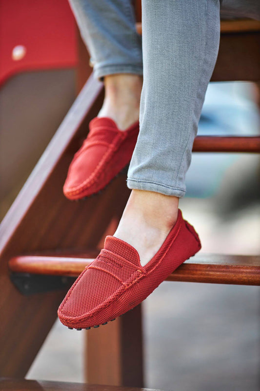 A Tile Knitwear Loafer on display.